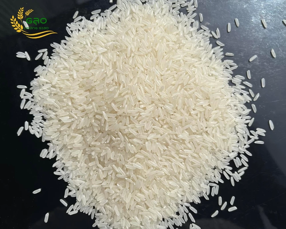 Jasmine rice has long, white grains