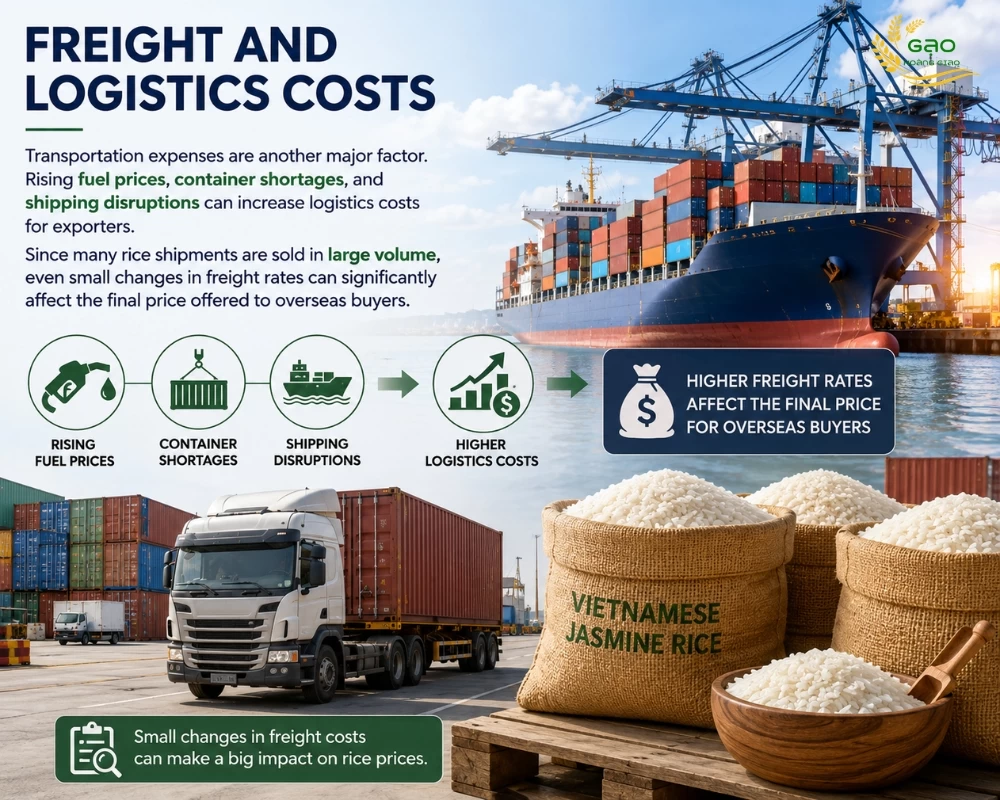 Freight and logistics costs affecting Vietnamese Jasmine rice price